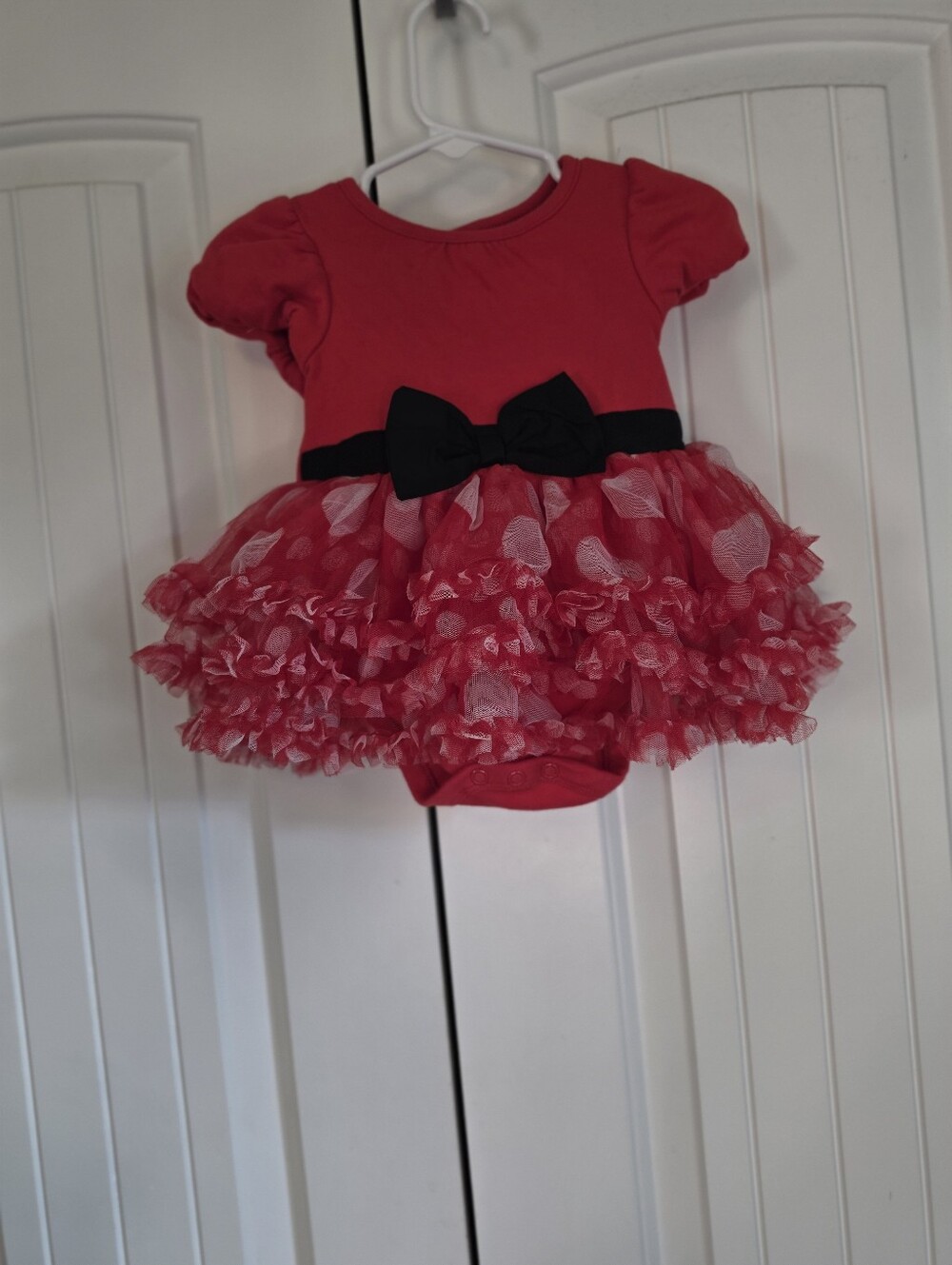 Disney Baby Minnie Mouse Red Tutu Bodysuit Dress & Mouse Ears Headband Set 9-12M